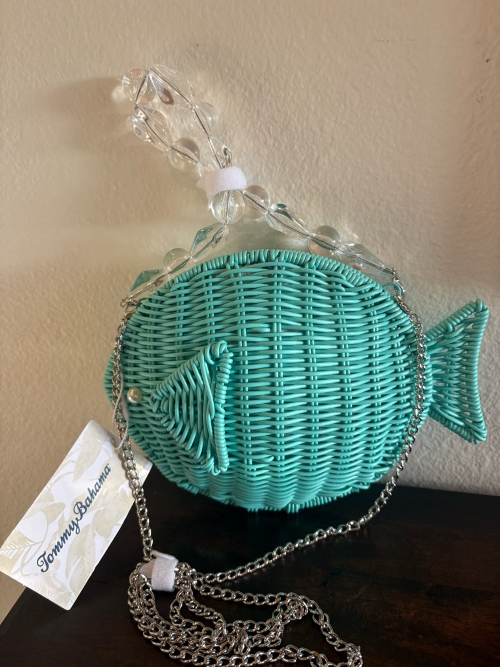 Tommy Bahama Turquoise Fish Wicker Crossbody